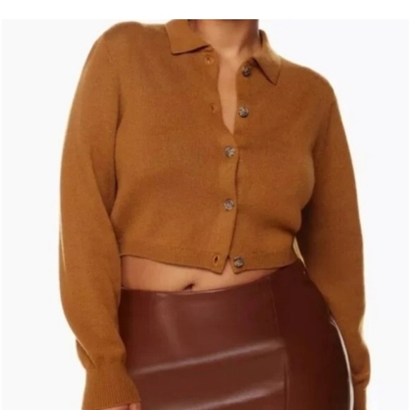 Wilfred Sweaters - Aritzia Wilfred Brown Cropped Cardigan Fit Small